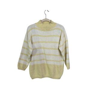 Vintage gotham knit sweater size M grannycore cottage striped‎ ribbed mock neck